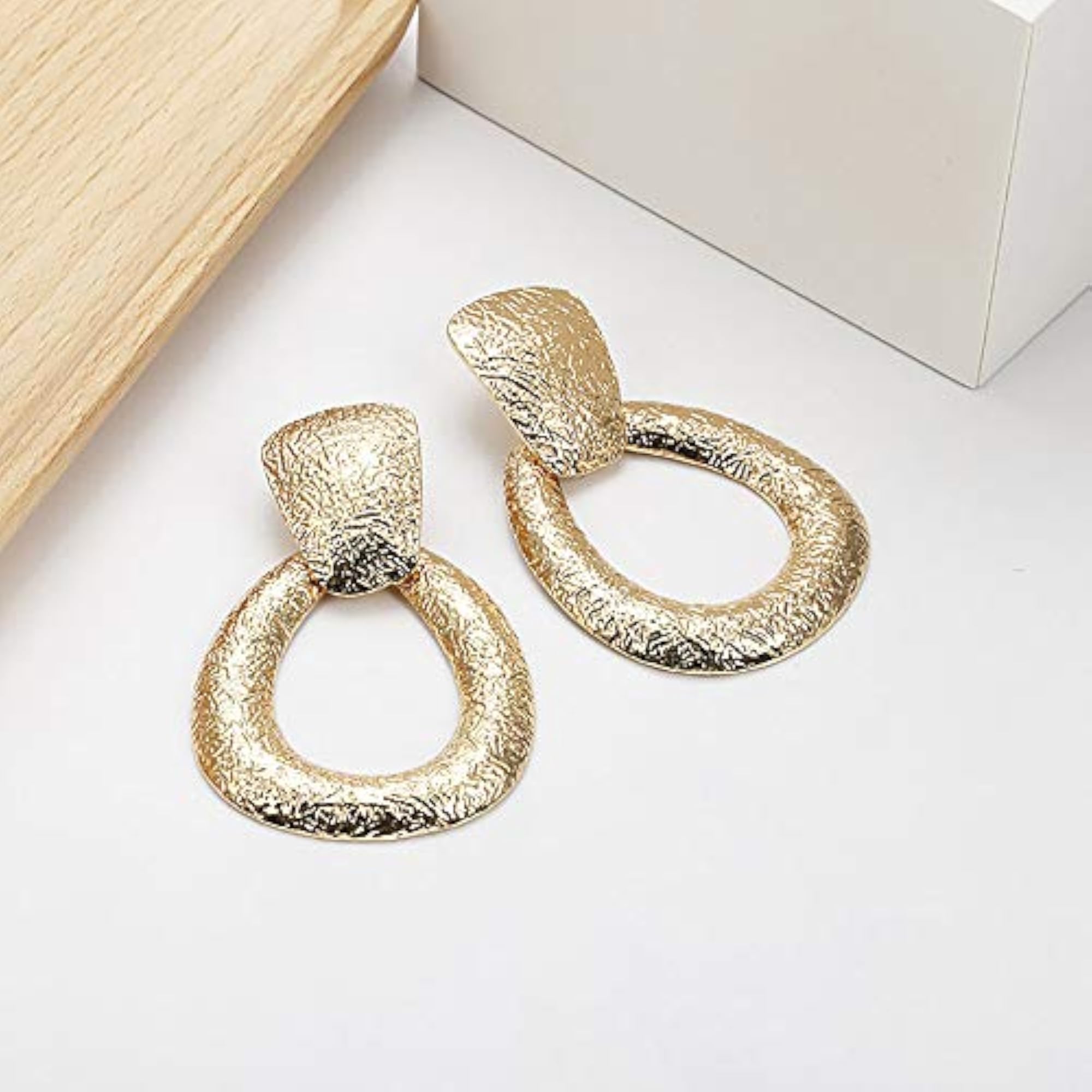 Geometric Plated Drop Earrings